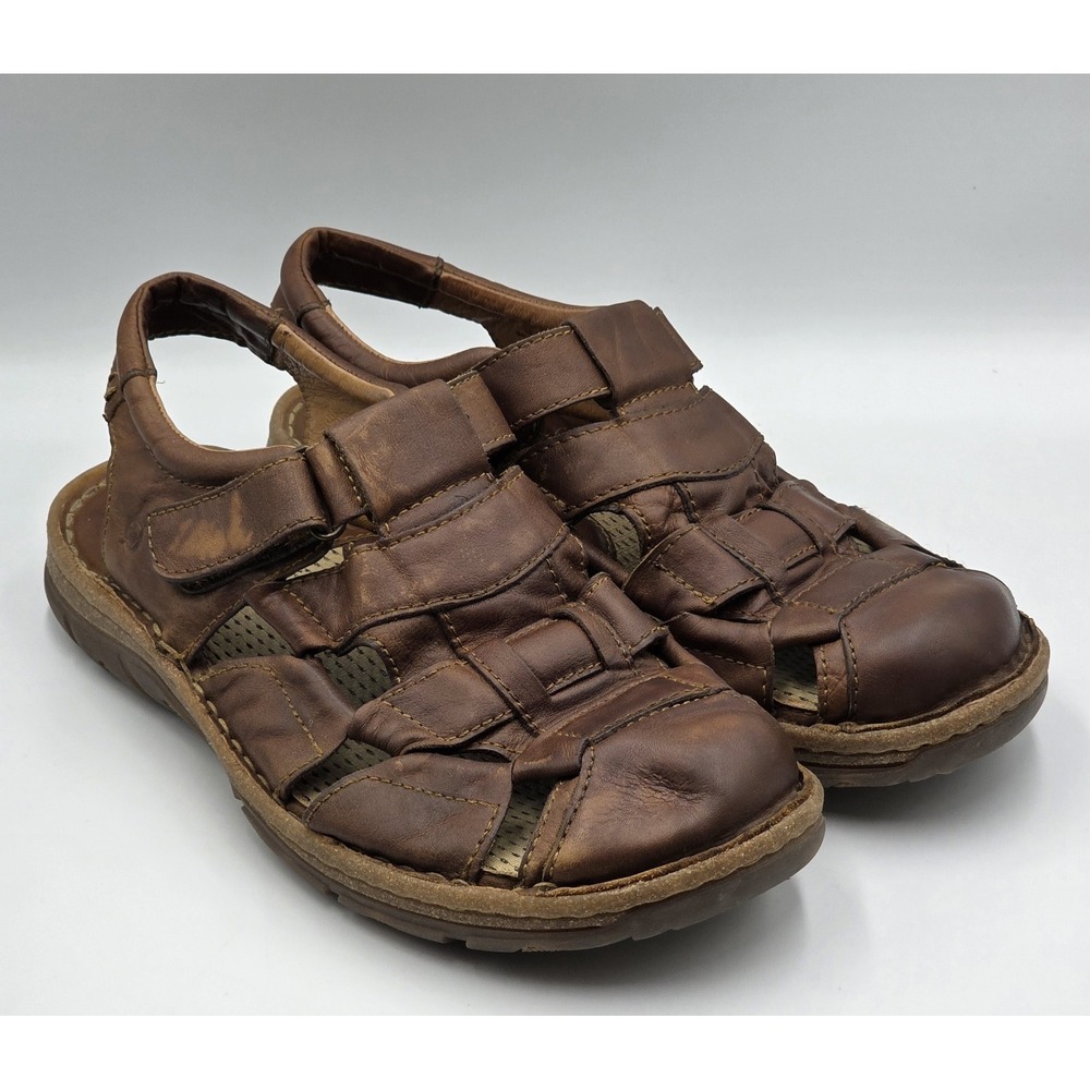Born Cabot III Men's 10 Brown Leather Fisherman Sandals Closed Toe Comfort
